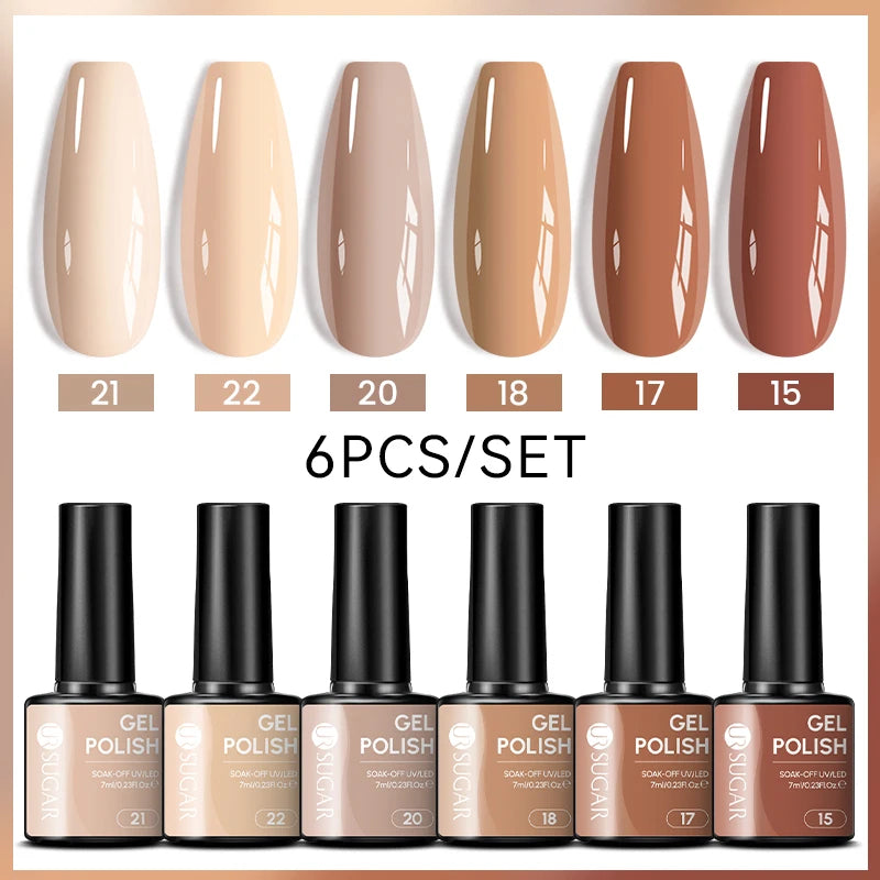 UR SUGAR 7ml All Season Gel Nail Polish Set Nude Pink Red Glitter Semi Permanent UV Gel Kits All For Manicure Soak Off Vernis