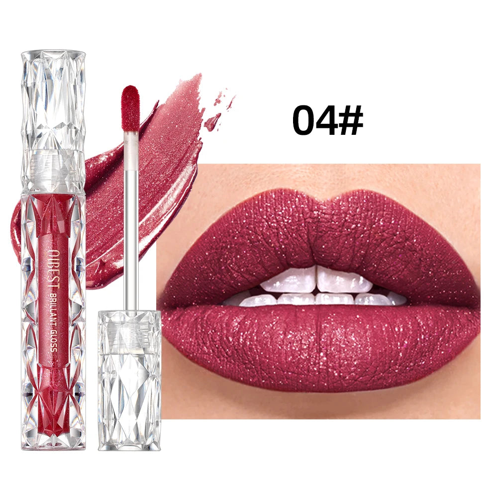 Qibest Glitter Shimmer Liquid Lipstick - Matte Waterproof Lip Gloss
