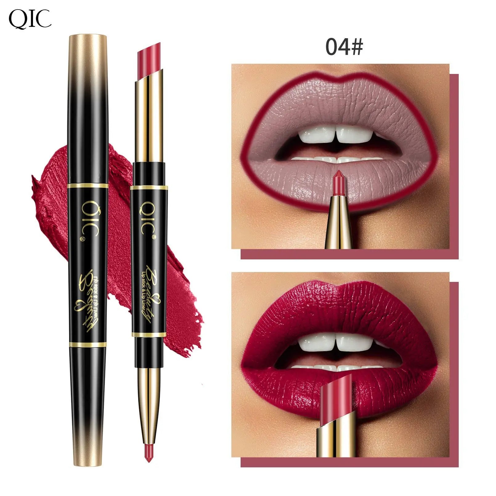 2 IN 1 Lip Liner Waterproof Nude Matte Lipstick Pencil Sexy Red Long Lasting Double Ended Lipliner Makeup Cosmetics For Women