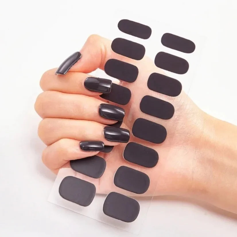 DIY Semi Cured Gel Nail Stickers Long-Lasting Solid Color Nail Strips Patch Slider Nail Sticker Full Cover Decal Manicure Patch