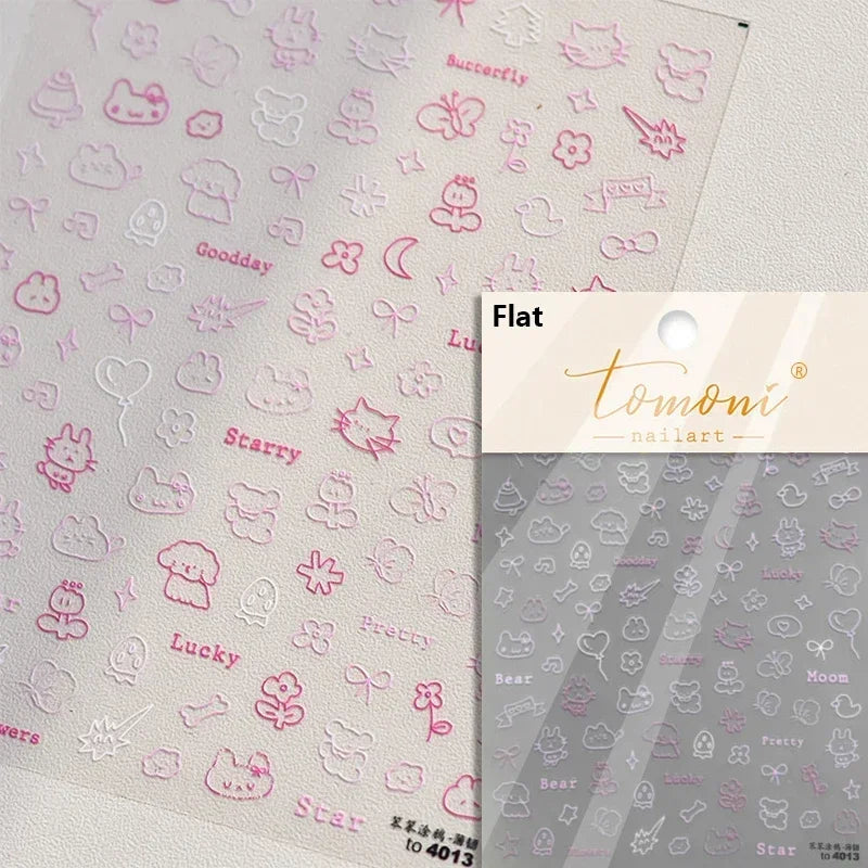 Cute Cat Eye Fishbone Animals Leopard Cat Ginger Cat Kitten Exclamation Point Paw Self Adhesive Nail Art Sticker Manicure Decals