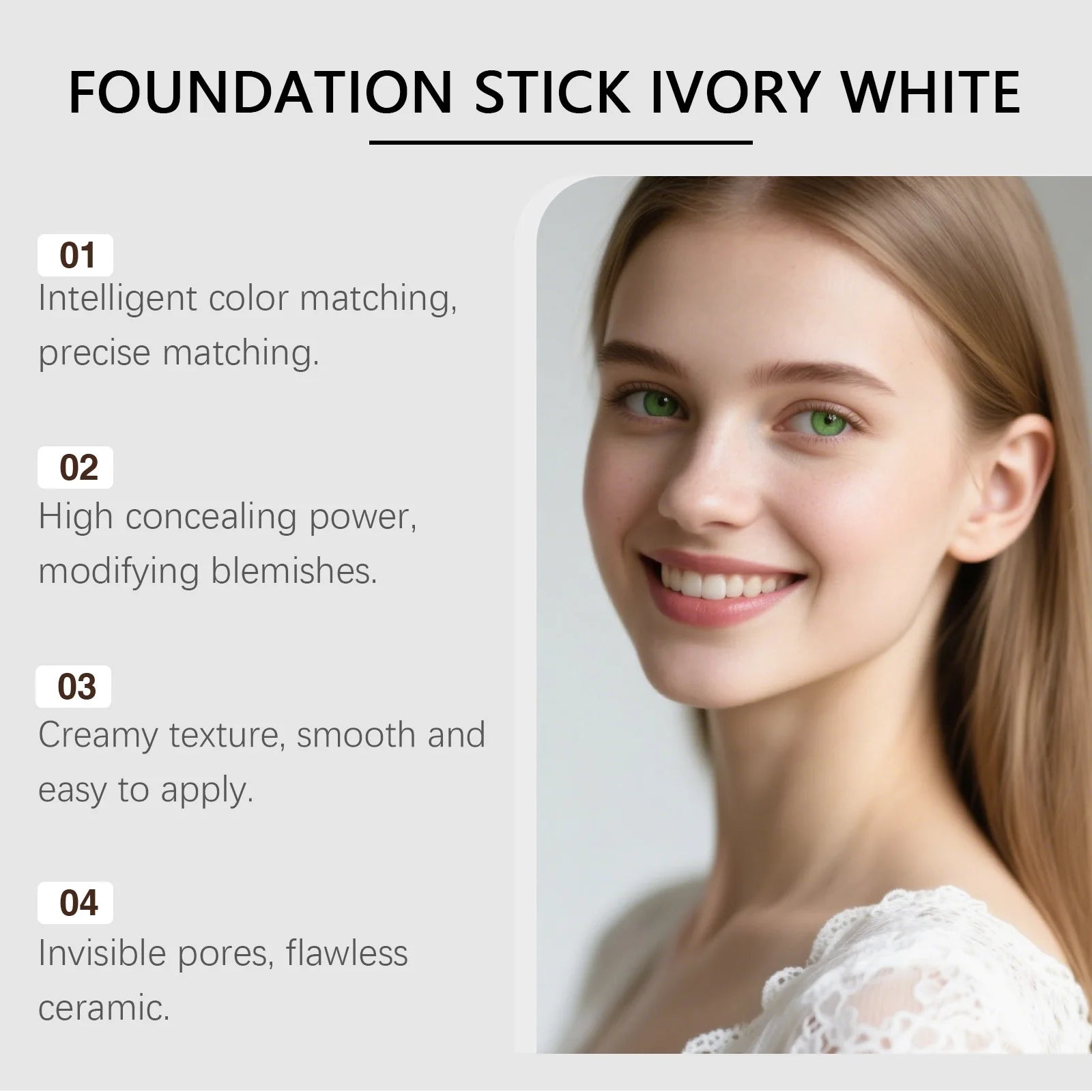 Foundation Make-Up Stick Double Head with Brush 3 Colors Lightweight Moisturizing Brighten Matte Concealer 2IN1 Foundation Stick