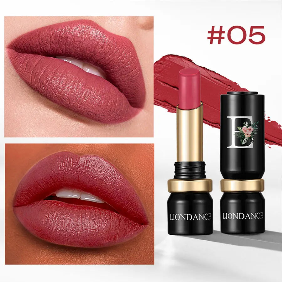 LIONDANCE Velvet Matte Lipstick Nude Soft Dark Color High Pigmented Long-Lasting Waterproof Lip Balm for Women Gift for Girls