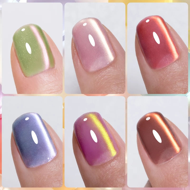PUENTE Fruit Series Cat Magnetic Gel Nail Polish Summer Green Purple Pink Cat Eye Nail Gel Soak Off UV Semi-Permanent Varnish