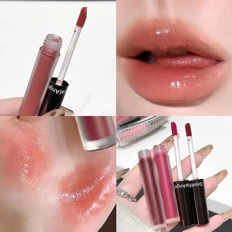 Berry Red Mirror Translucent Lip Gloss Hydrating Water Light Lipstick Clear Jelly Lip Glaze Nude Brown Moisturizing Makeup Tint