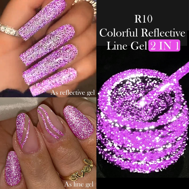 LILYCUTE 5ml Super Bright Metallic Painting Liner Gel Nail Polish UV LED Painting Gel Nail Art Drawing Stripe Pull Line UV Gel