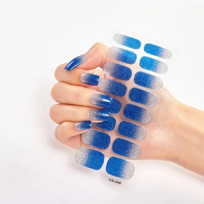 DIY Semi Cured Gel Nail Stickers Long-Lasting Solid Color Nail Strips Patch Slider Nail Sticker Full Cover Decal Manicure Patch
