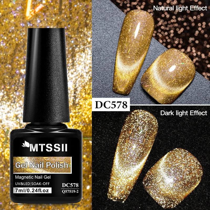 7ML Ice Transparent Glass Bead Moonlight Cat Eye Magnet Gel Nail Polish Jelly Ultra Shine Glitter Semi Permanent Soak Off UV Gel