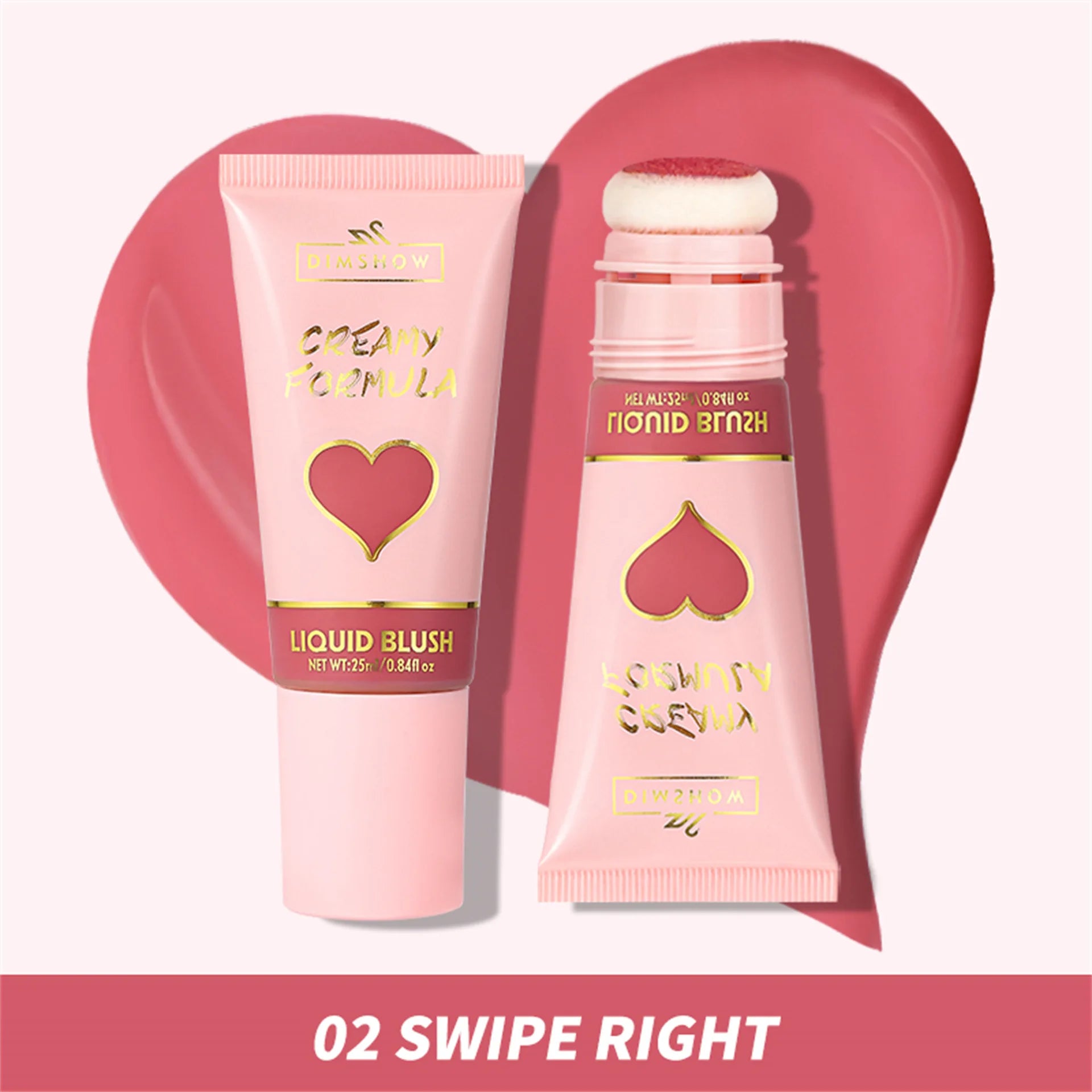 DIMSHOW 6 Color Head sponge head velvet skin sense lips and cheeks with low light moisturizing water and easy color blush