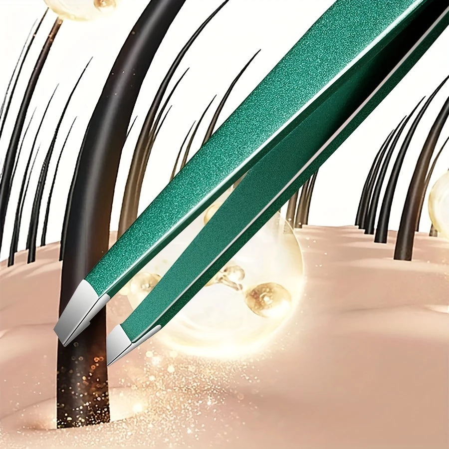 4-Piece Stainless Steel Tweezer Set Unisex Professional Precision for Facial Hair Eyebrows Ingrown Hair & Splinters Durable & Er