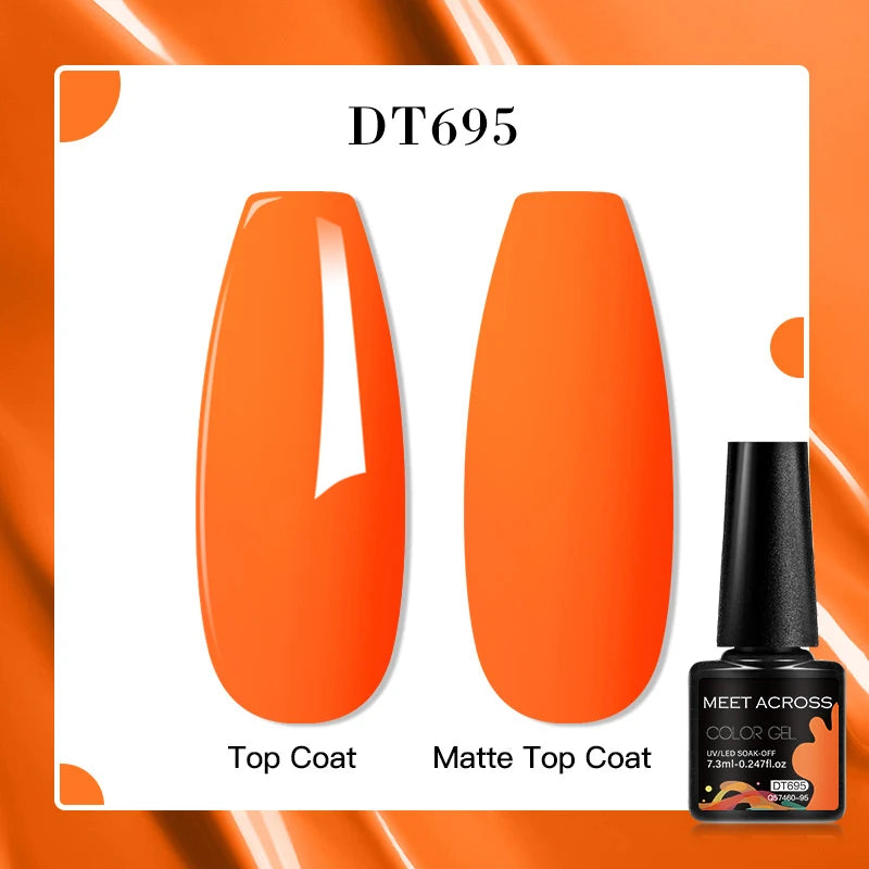 MEET ACROSS 160 Colors 7.3ml Gel Nail Polish Vernis Glitter Sparkly Semi Permanent Soak Off LED UV Gel Varnish Nail Art Manicure