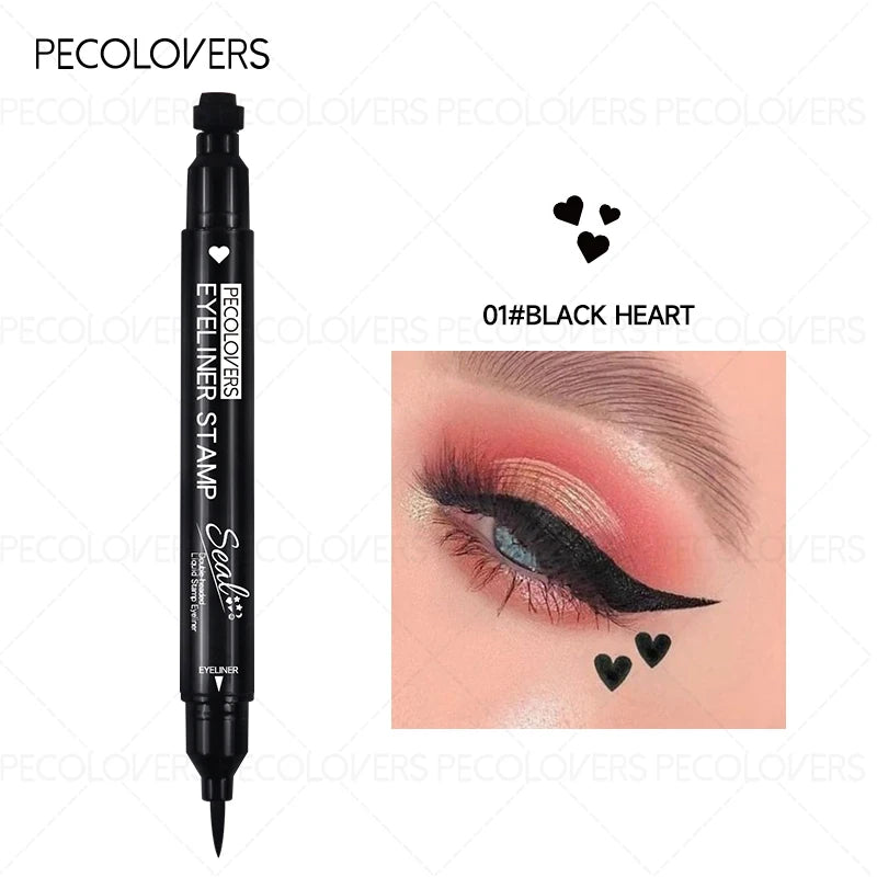1PC Liquid Eyeliner Stamp - Waterproof, Slim Gel Felt Tip with Heart, Star, Triangle & Flower Shapes for Creative Eye Makeup