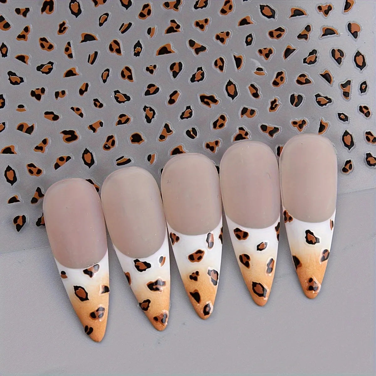 3PCS Meilad leopard print nail stickers, easy to apply for DIY nail decoration, gifts, party and wedding makeup styling
