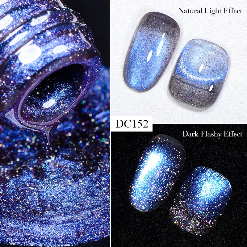 7ML Ice Transparent Glass Bead Moonlight Cat Eye Magnet Gel Nail Polish Jelly Ultra Shine Glitter Semi Permanent Soak Off UV Gel