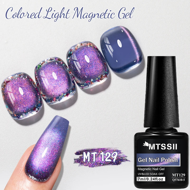 7ML Ice Transparent Glass Bead Moonlight Cat Eye Magnet Gel Nail Polish Jelly Ultra Shine Glitter Semi Permanent Soak Off UV Gel