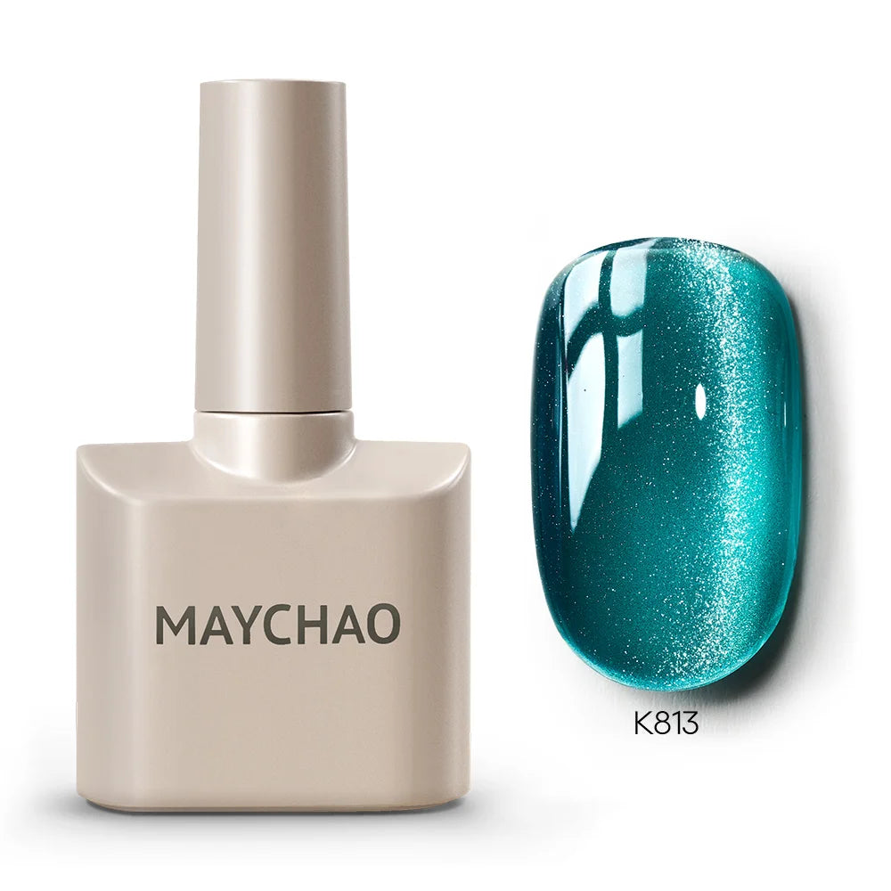 MAYCHAORomantic Galaxy Cat Eye Gel Nail Polish With Magnet Soak off UV Holographic Magnetic Rainbow Gel Polish for Nail Manicure