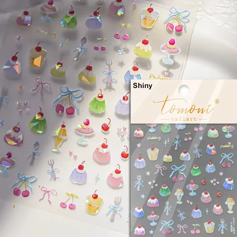 1pcs 5D Japanese Kawaii Bear Nail Art Stickers Brown Cartoon Animals Self-Adhesive Nail Decoration Decals DIY Slider Accessories