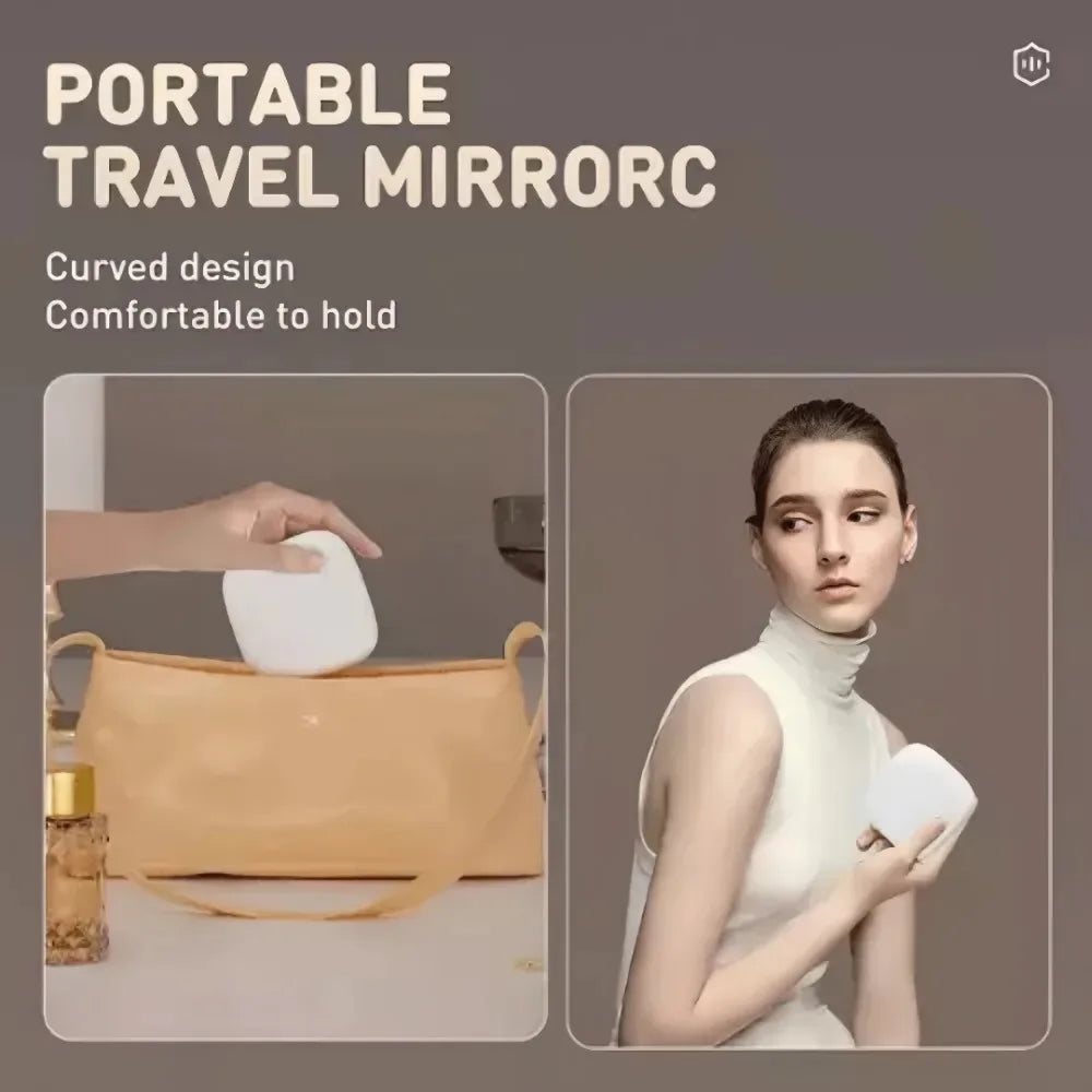 Portable LED Travel Makeup Mirror with 2X Magnification and Three Level Dimming - Double Sided, Handheld, Compact and Folding
