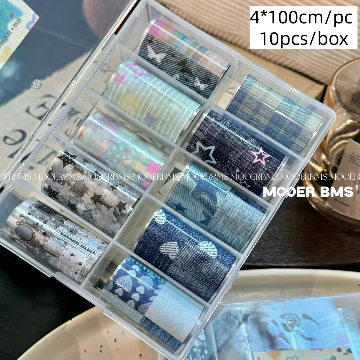 10Rolls Plaid Thousand-Bird Bow  Stars Nail Foils Transfer Paper  Nail Art Stickers  Manicure Set Decal  Nails Decoration