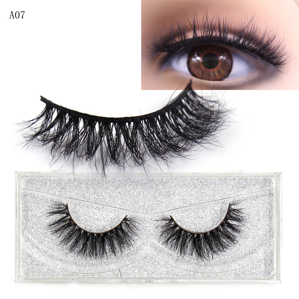 LEHUAMAO 5D Mink Hair False Eyelashes Wispy Cross Natural Mink Lashes Fluffy Eyelash Extension Tools Makeup Handmade Eye lashes