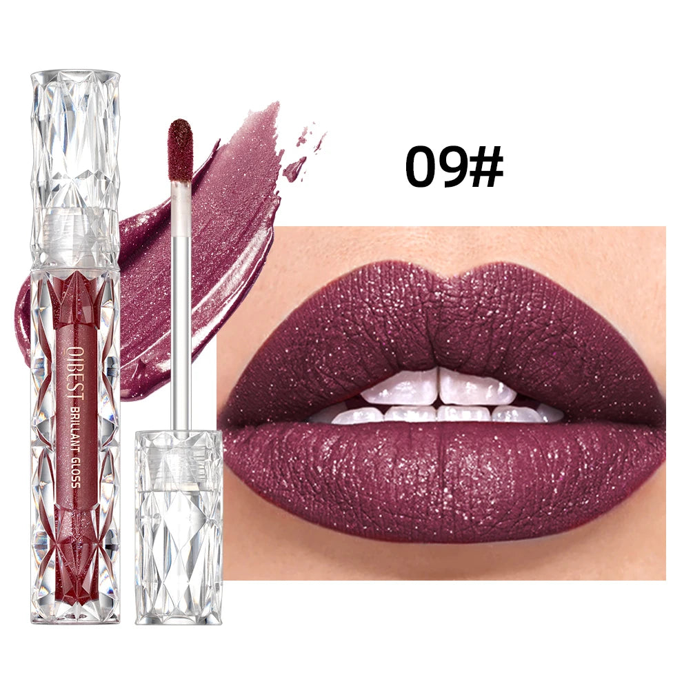 Qibest Glitter Shimmer Liquid Lipstick - Matte Waterproof Lip Gloss