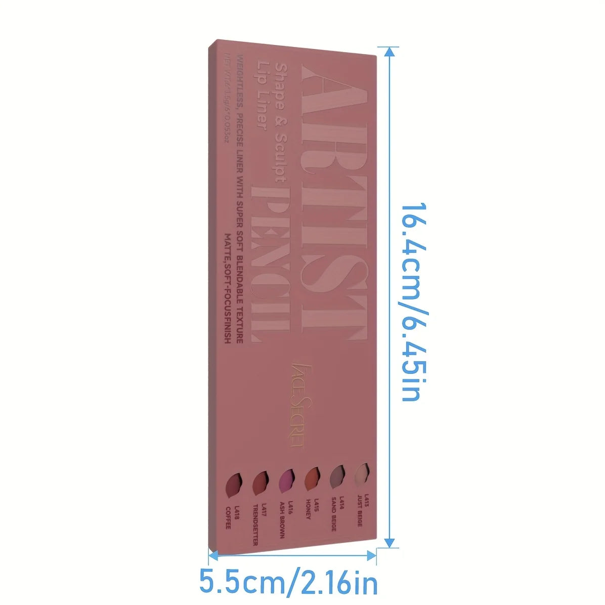 6pcs Velvet Matte Lip Liner Set | Long-Lasting, Non-Drying | Perfect for Delineating and Filling Lips