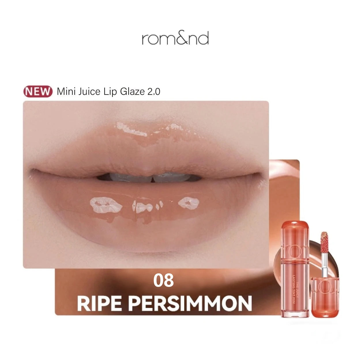 rom&nd THE JUICY LASTING TINT MINI,Juicy Glossy Texture,Lightweight Non-Sticky,Portable Design,Glamour,K-Beauty,Korean Makeup