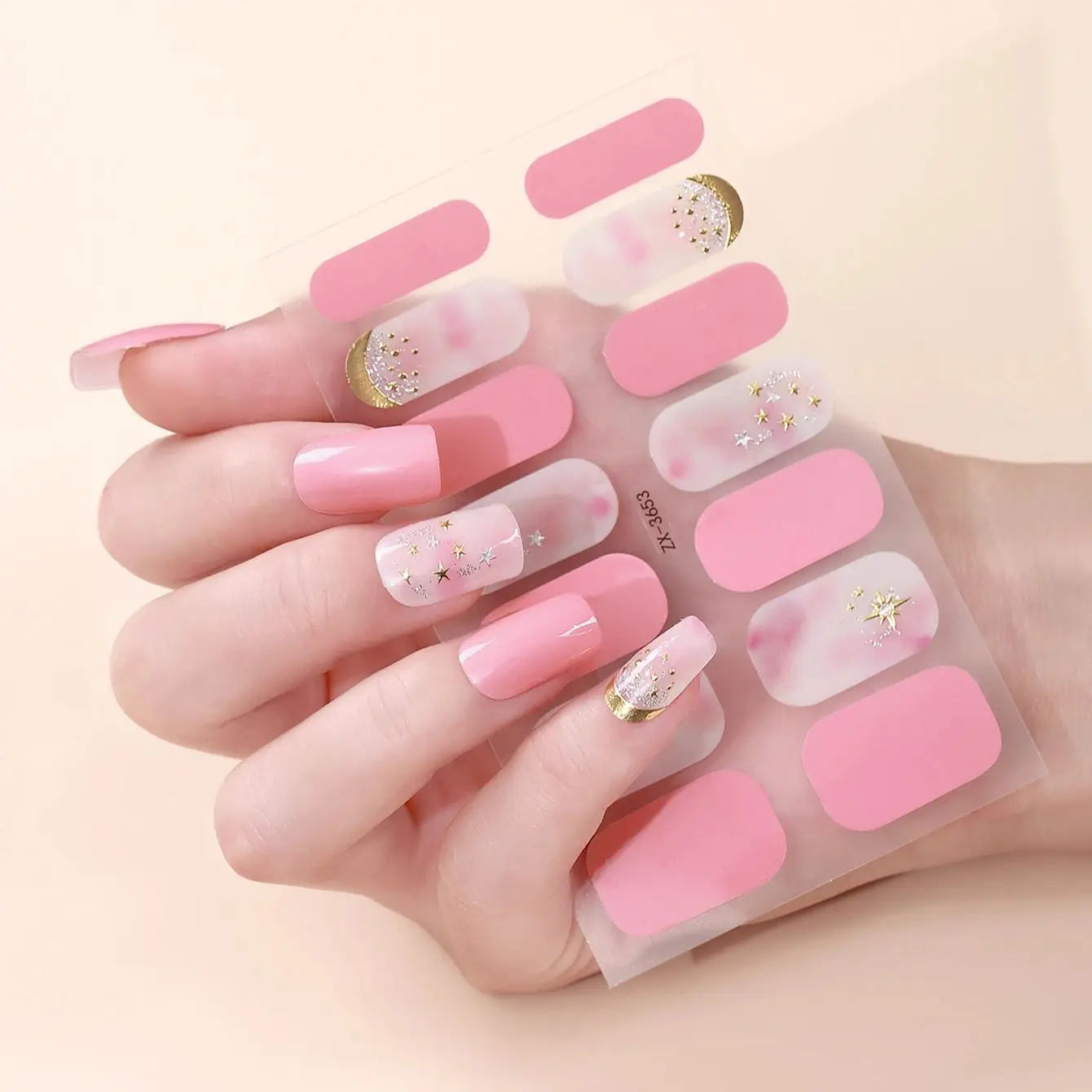 14Tips DIY Baking-Free Nail Stickers Shining 3D Rhinestone Self-Adhesive Nail Strips Full Cover Nail Decoration Decal