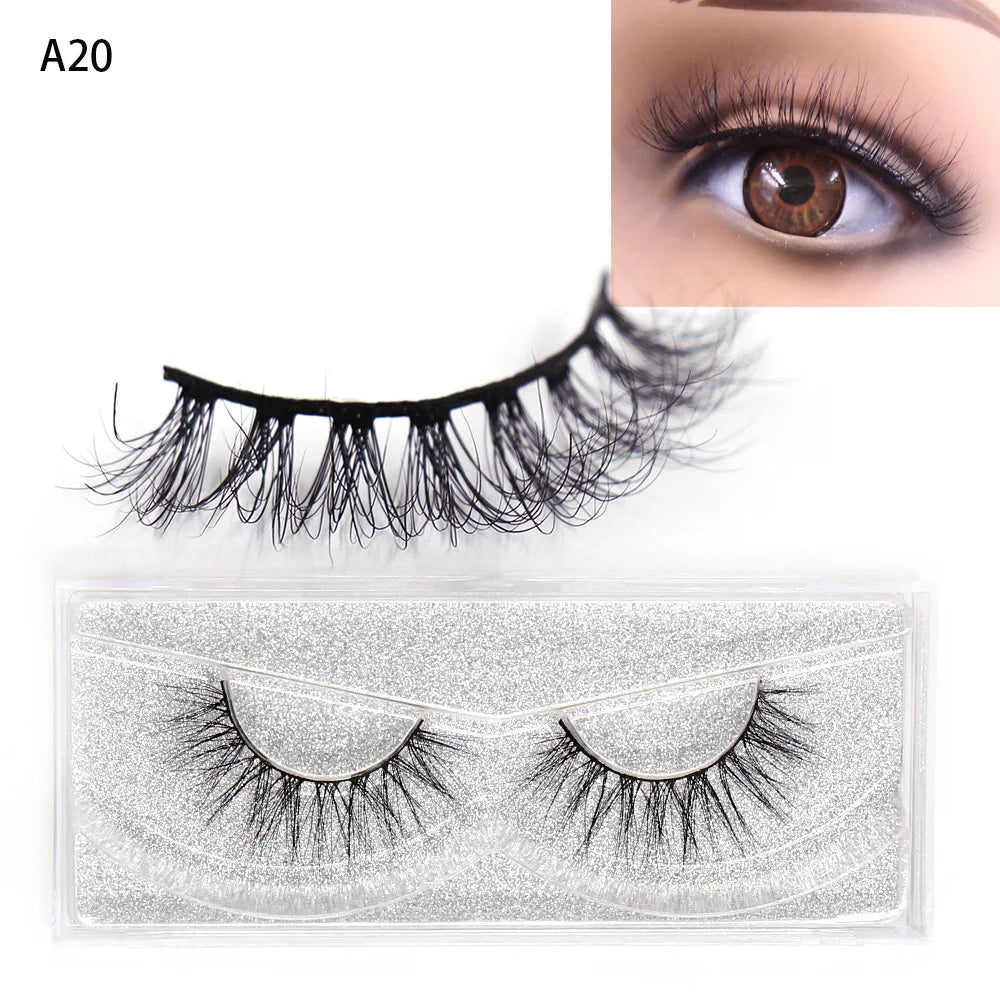 LEHUAMAO 5D Mink Hair False Eyelashes Wispy Cross Natural Mink Lashes Fluffy Eyelash Extension Tools Makeup Handmade Eye lashes