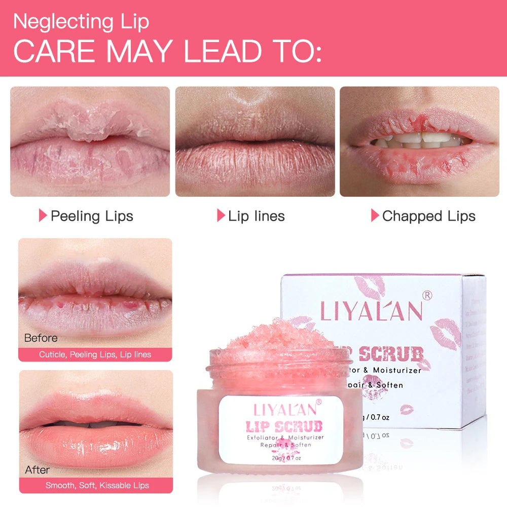 Pink Lip Scrub Lightening Dark Lips Exfoliating Smooth Repair Lighten Fine Lines Sugar Bleaching Lip Cream Moisturizes Dry Lips