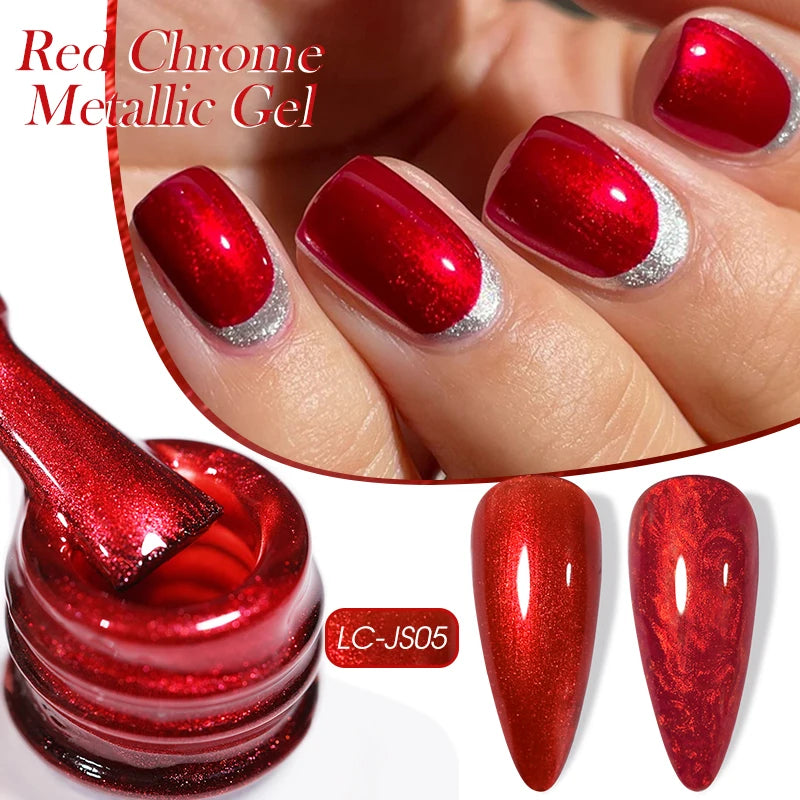 LILYCUTE 7ML Black Silver Red Reflective Glitter Gel Nail Polish Sparkling French Soak Off Long Lasting Manicure Nails Art Gel