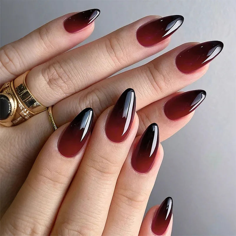 24Pcs Short Oval Head Blush Pink Press on Nails with Simple Designs Almond Nails Wearable Acrylic Full Cover Nail Tips with Glue