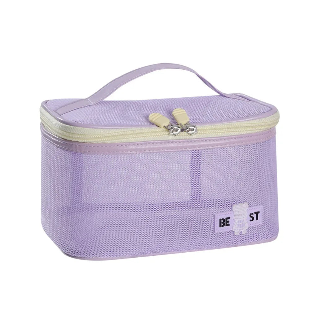 Square Shape Large Capacity Handbag Fashion PU PU Leather Makeup Bag Portable Handheld Toiletries Bag