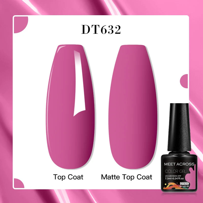 MEET ACROSS 160 Colors 7.3ml Gel Nail Polish Vernis Glitter Sparkly Semi Permanent Soak Off LED UV Gel Varnish Nail Art Manicure