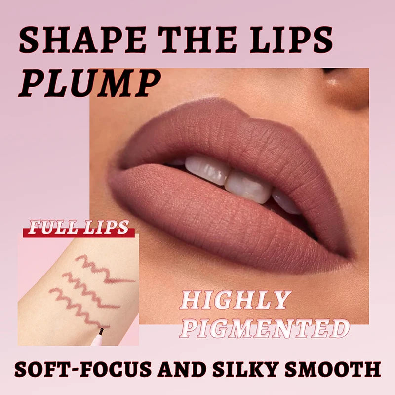 2-in-1 matte lip liner smooth application waterproof anti smudge natural makeup effect