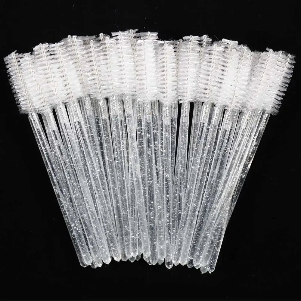 50Pcs Makeup Eyelash Brushes Disposable Crystal Eyebrow brush Diamond Handle Mascara Wand Applicator Lashes Extension Tools