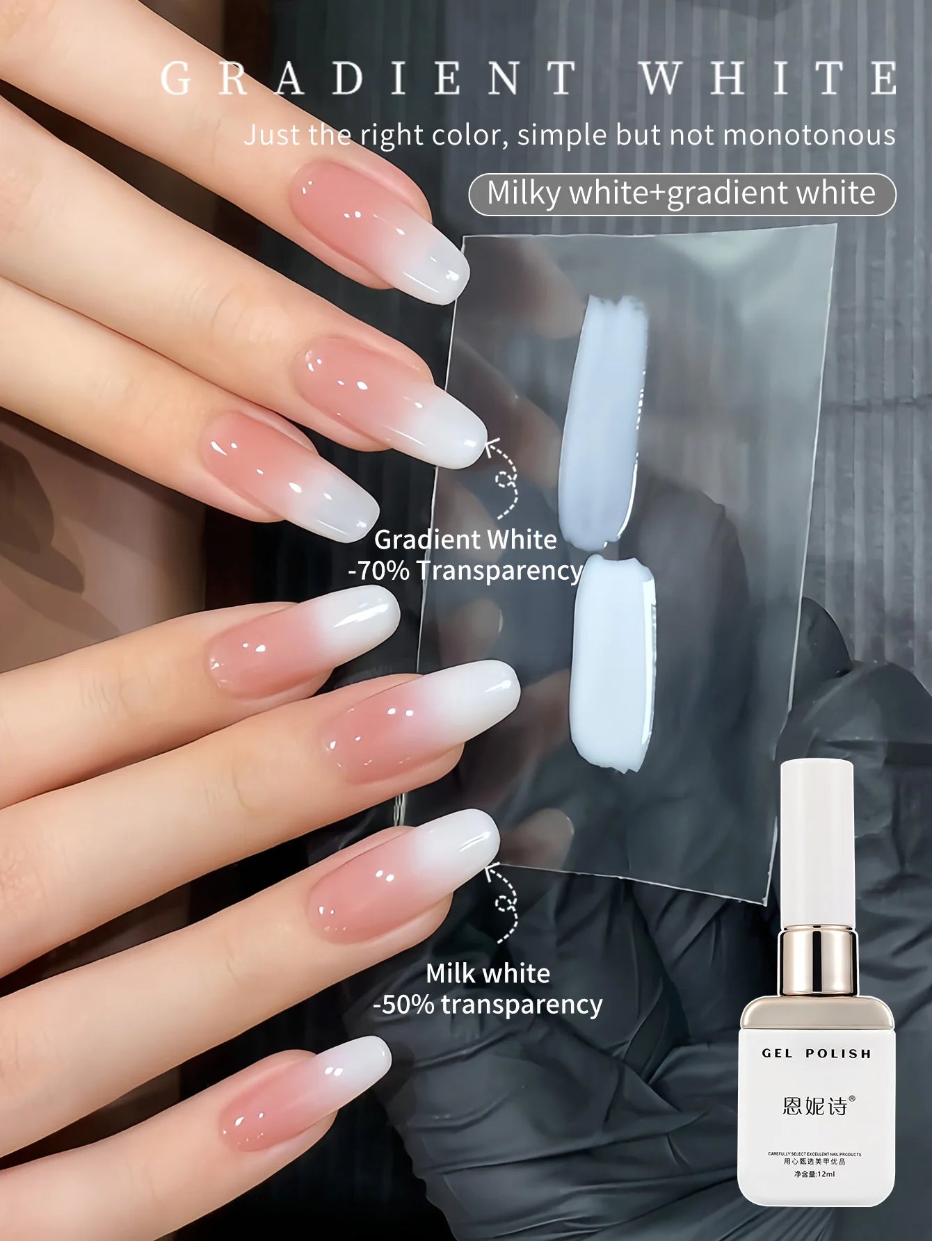 2Pc 12ml Milky White Gel Nail Polish Nail Polish Natural Color Translucent Jelly Soak Off LED Clear Coat Soap Nails Art White