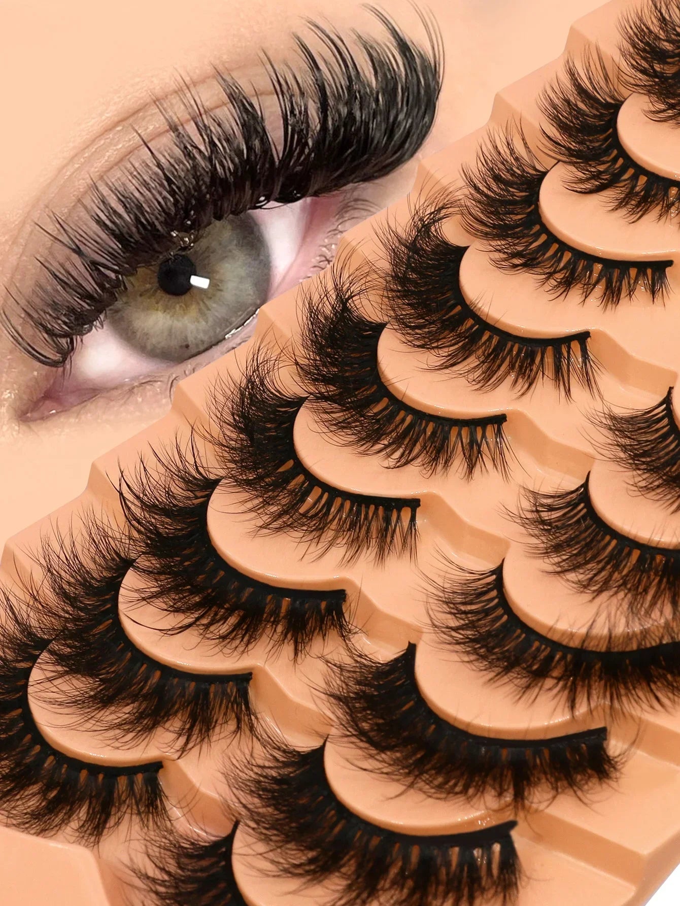 Cat Eyelashes Fluffy 3D Mink Eyelashes Natural Look False Lashes for Daily Party Wedding Lightweigh Reusable Makeup