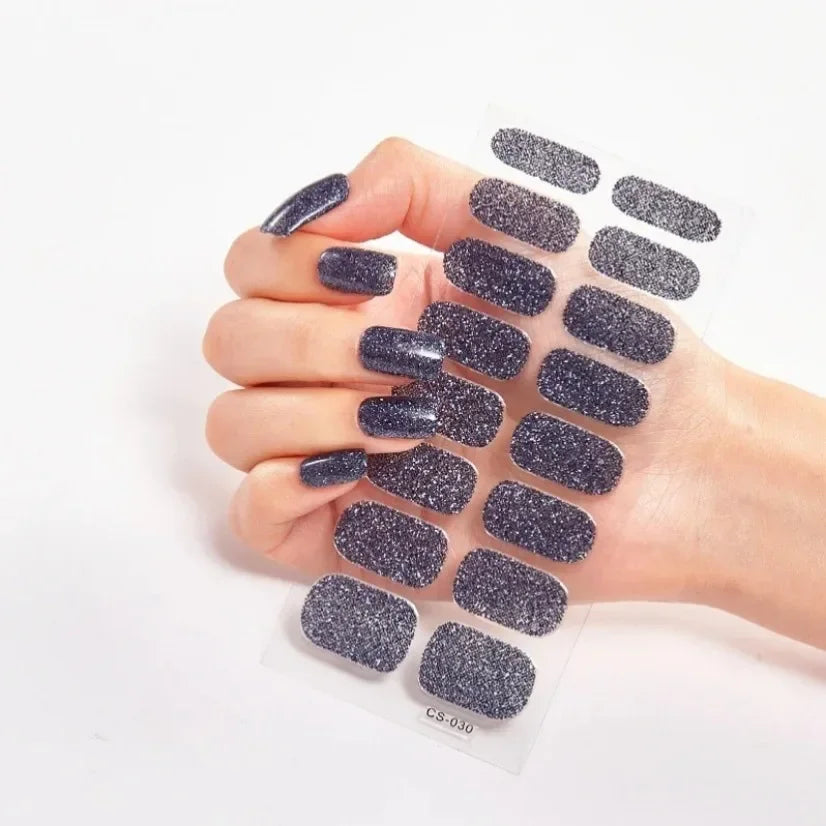 DIY Semi Cured Gel Nail Stickers Long-Lasting Solid Color Nail Strips Patch Slider Nail Sticker Full Cover Decal Manicure Patch
