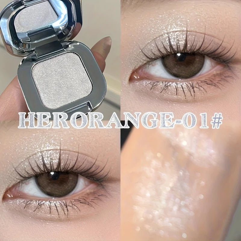 Hwrorange Square Diamond Highlight Single Color Eyeshadow, Fine Sparkle, Explosive Shine, Even and Full Color, Delicate and Soft Texture, Waterproof and Long-Lasting, Versatile for Daily Use, Essential Christmas Gift