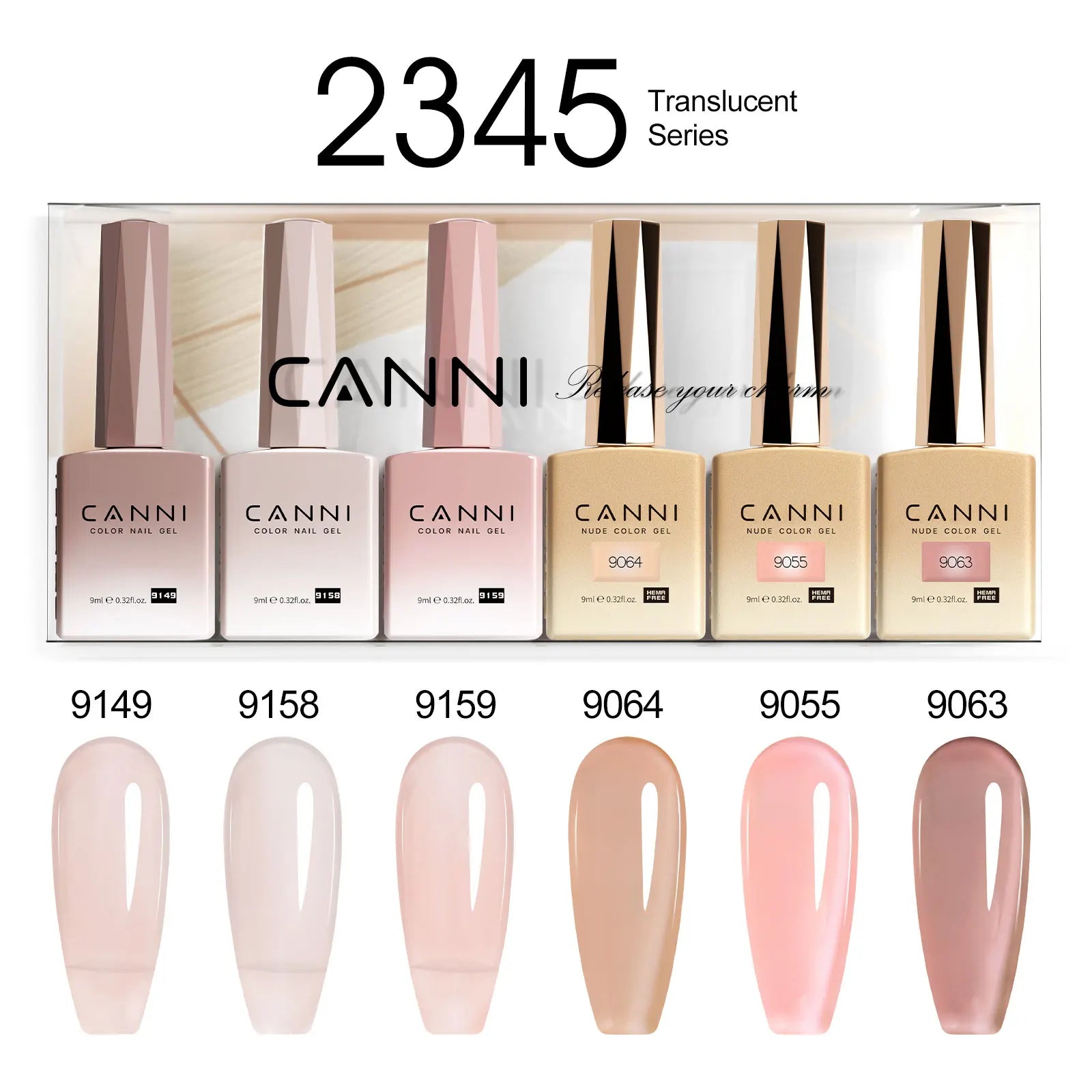 6pcs*9ml CANNI HEMA FREE Nail Gel Polish Set Gorgeous Color Semi Permanent Pigmented Painting Gel Soak off UV LED Gel Nails Kit