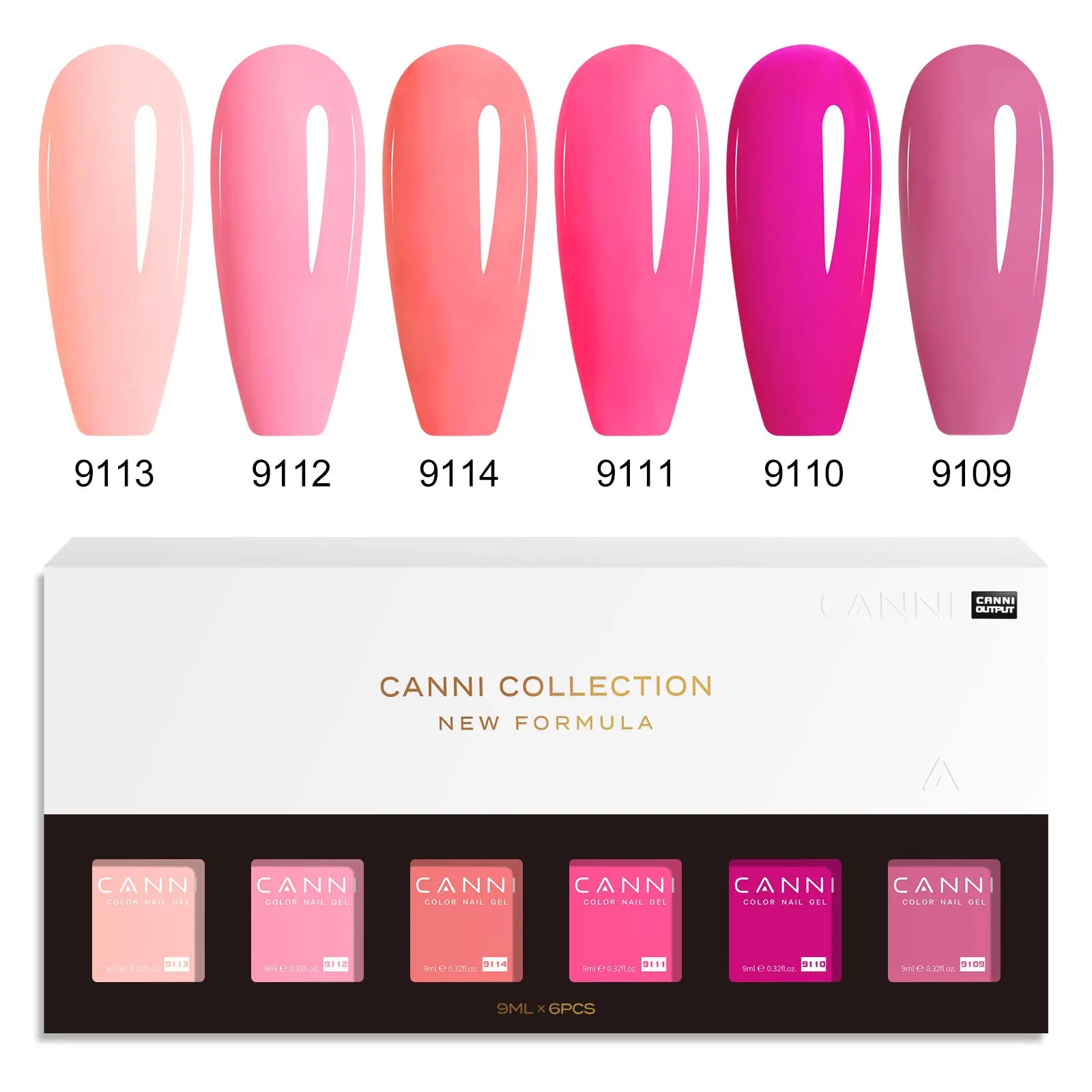 6pcs*9ml CANNI HEMA FREE Nail Gel Polish Set Gorgeous Color Semi Permanent Pigmented Painting Gel Soak off UV LED Gel Nails Kit