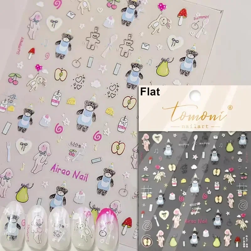 Cute Cat Eye Fishbone Animals Leopard Cat Ginger Cat Kitten Exclamation Point Paw Self Adhesive Nail Art Sticker Manicure Decals