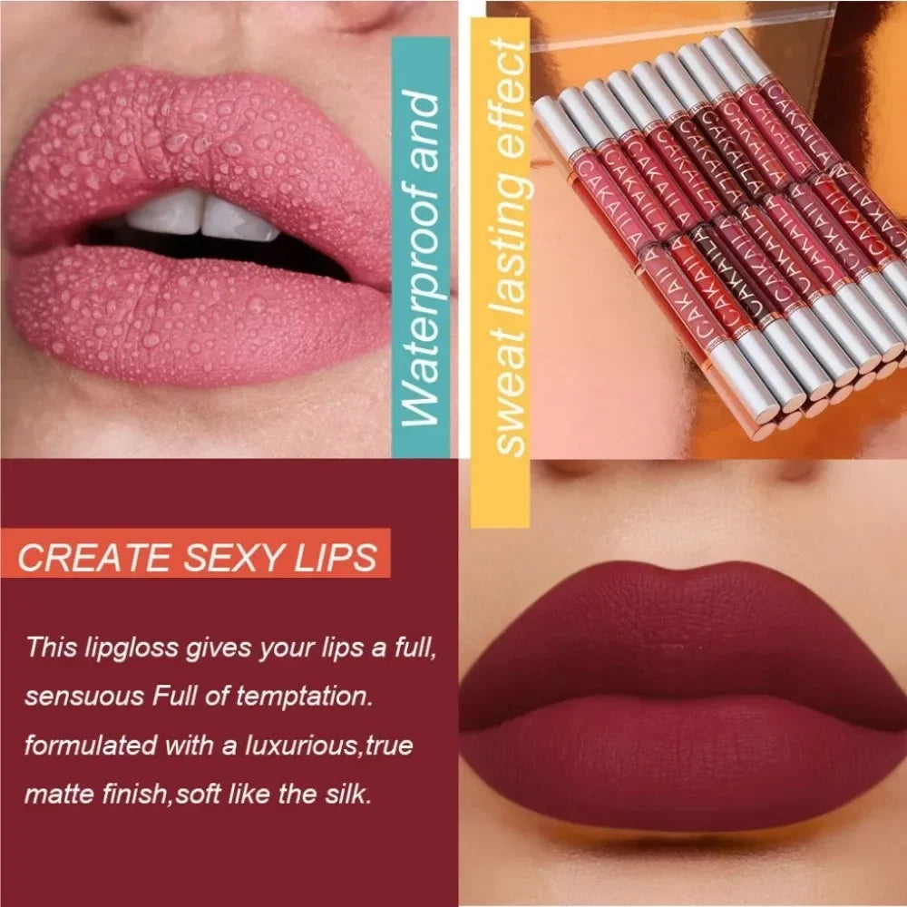 10pcs Nude Lip Gloss Set Matte Velvet Long Lasting Waterproof Korean Lip Tint Moist Liquid Lipstick Women Cosmetic