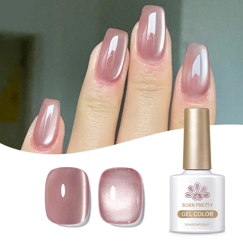 BORN PRETTY 10ml Fruit Purple Grape Cat Magnetic Gel Nail Polish 2025 New Whitening Guava Glass Beads Varnish Nail Supplies