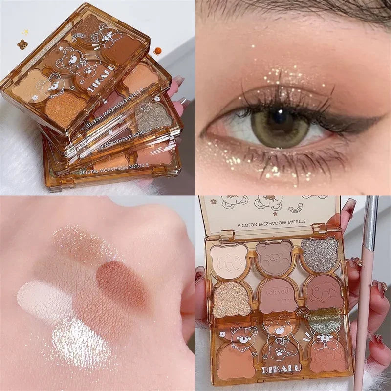 6 Colors Matte Eyeshadow Palette Fine Shimmering Pearlescent Smoky Gray Red Black Eye Shadow Wine Red Eye Makeup Wholesale