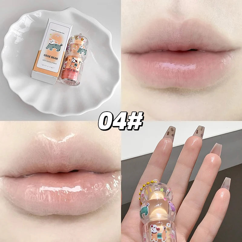 Gege Bear Fruit-Flavored Lip Balm Hydrating Cute Keychain Pendant Lipstick Long Lasting Moisturizing Reduce Lip Lines&Lip Base