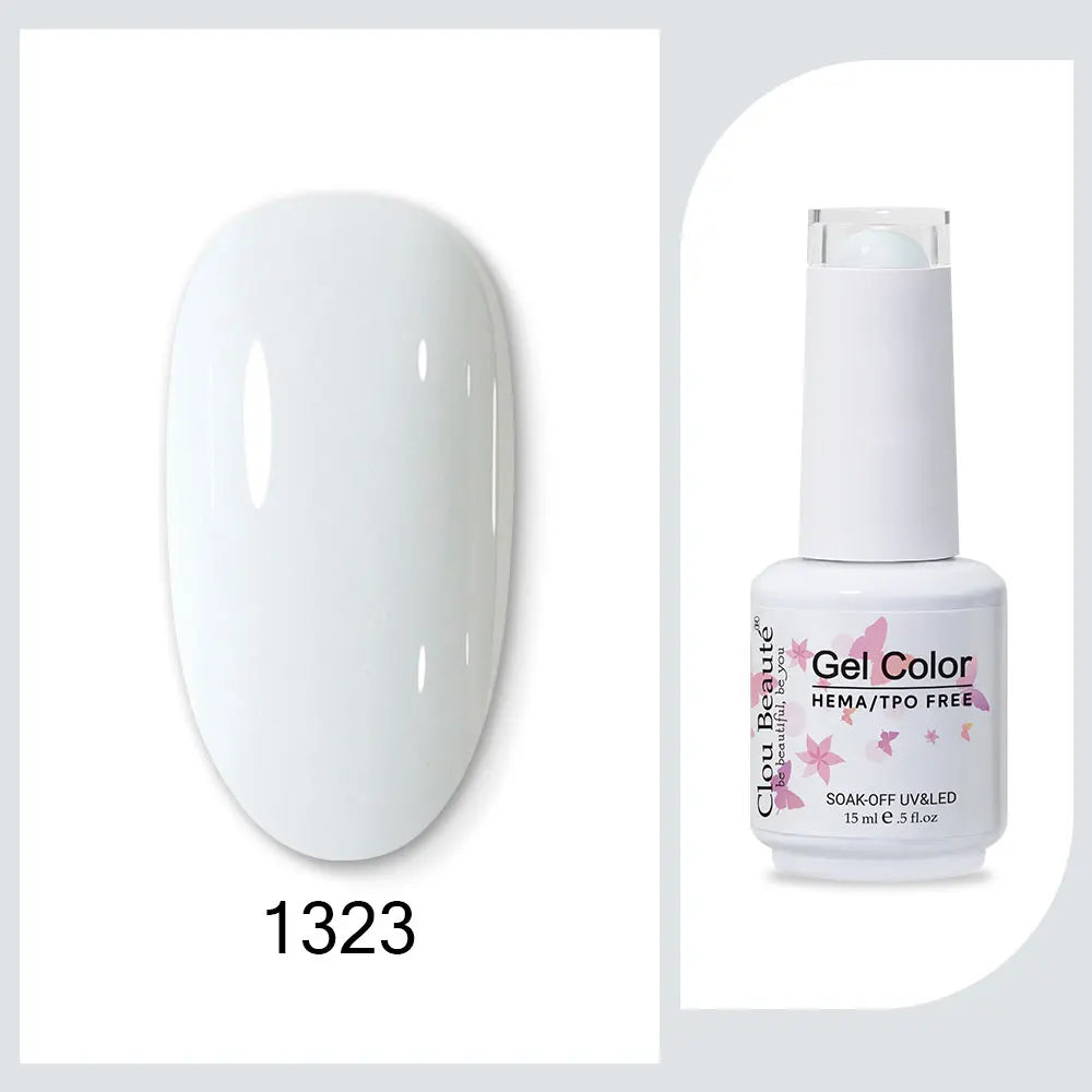 Clou Beaute 15ml Red Black White Green Neon Gel Nail Polish Base Top Coat Velvet Top 400 Colors Semi Permanent Gel Nail Varnish