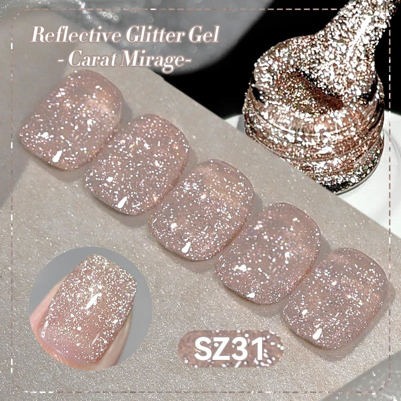 BORN PRETTY 10ml Sliver Carat Mirage Reflective Glitter Gel Nail Polish Sparkling Ultra Shine Soak Off UV Nail Art Gel Varnish