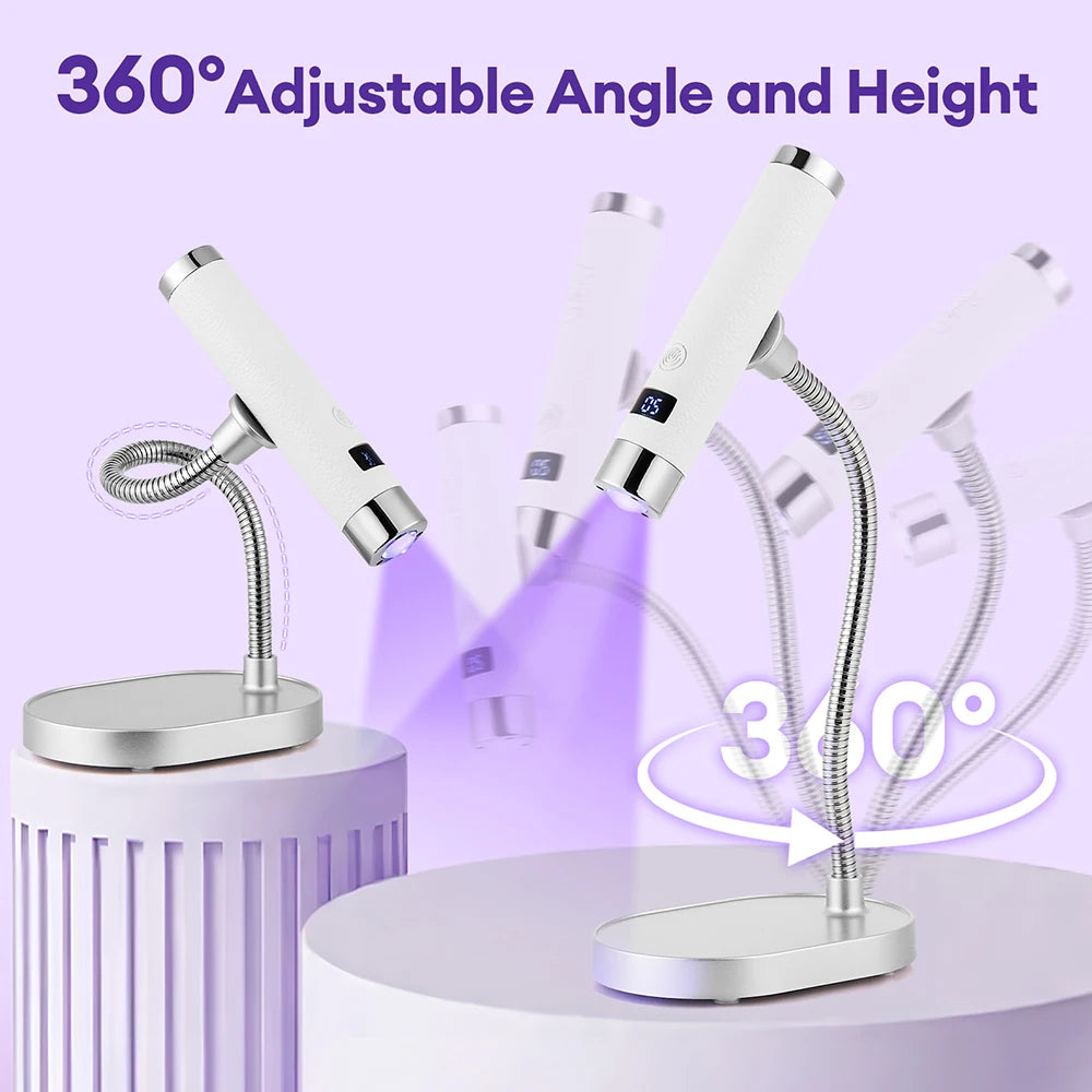Portable Nail Dryer Light UV Nail Lamp Rechargeable Gel Nails Lamp With Flexible Hose  LED Therapy Light Nail Art Tools